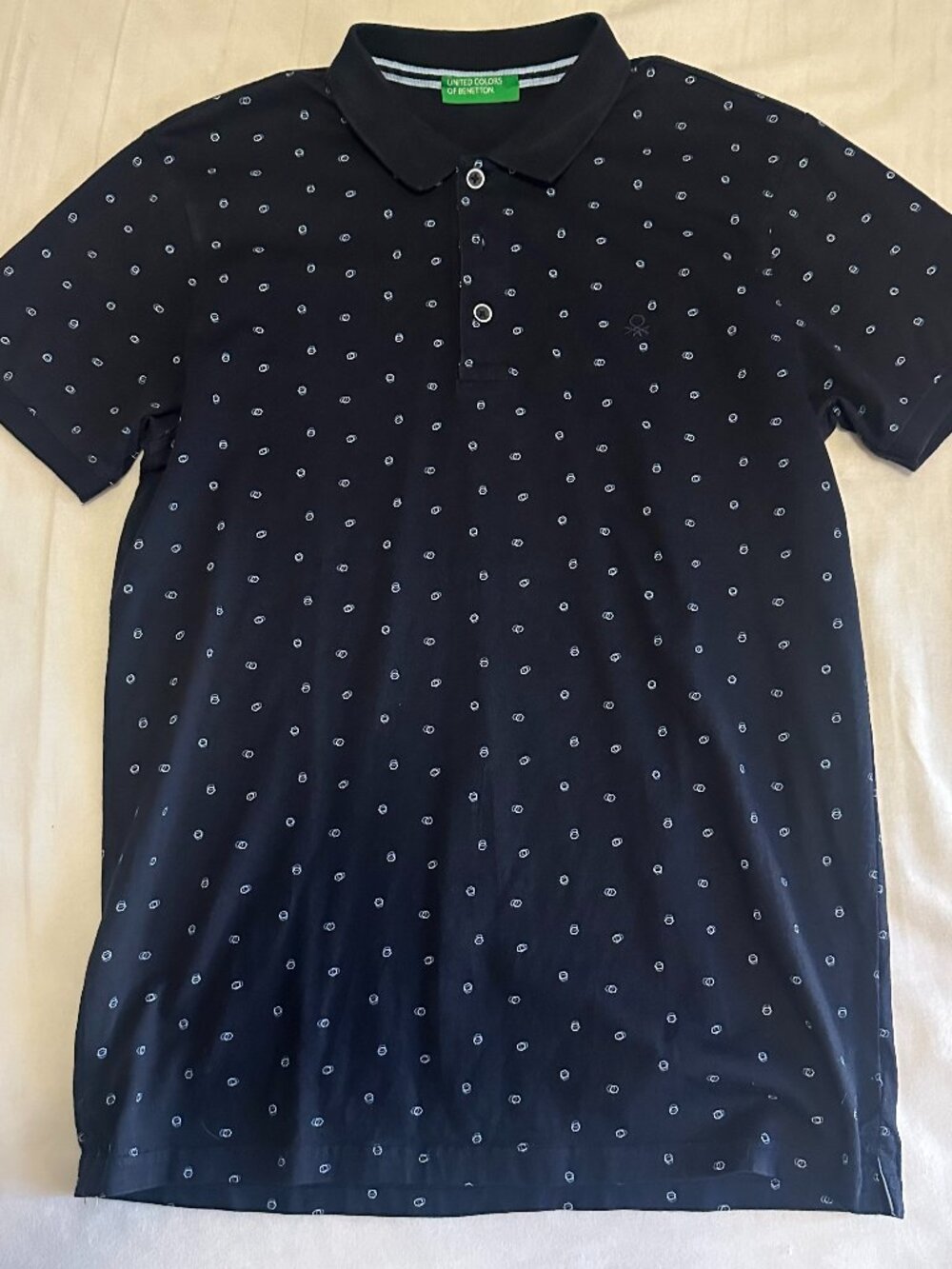 United Colors of Benetton Men's Navy Printed Polo Shirt